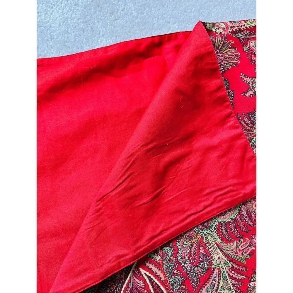 Pottery Barn Linen Cotton Red Paisley Table Runner